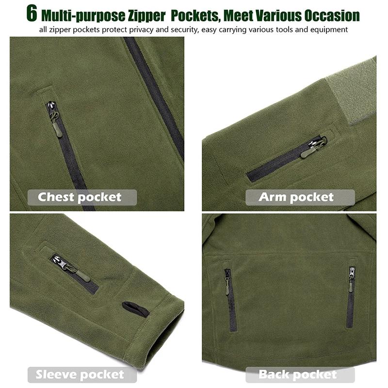 Męska ciepła taktyczna kurtka polarowa z zamkiem błyskawicznym, polarowa, z kapturem, zimowa, sportowa, turystyczna, z kapturem i kieszenią