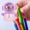 Spaceman Pencil Sharpeners Cartoon Cute Safe Flexible Electric Pencil Sharpener for Classroom Home Pink