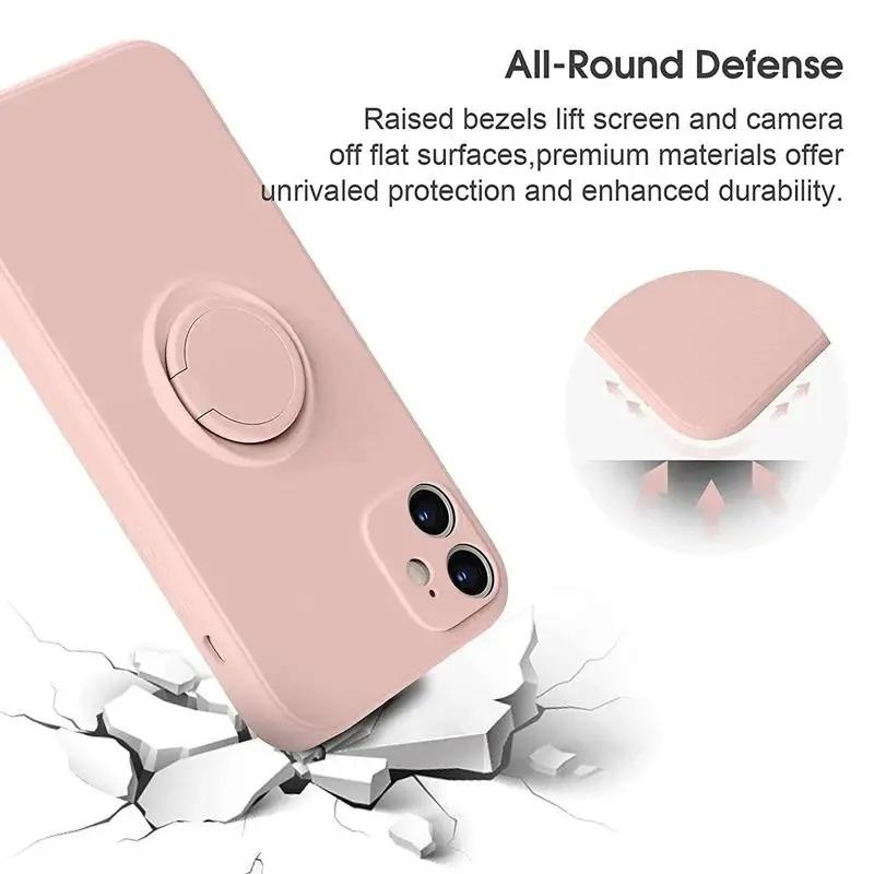 Luxury Liquid Silicone Metal Ring Holder Phone Case for Honor 20 30 30s V30 V40 50 SE 60 70 80 90 Pro Back Cover with Lanyard Shockproof