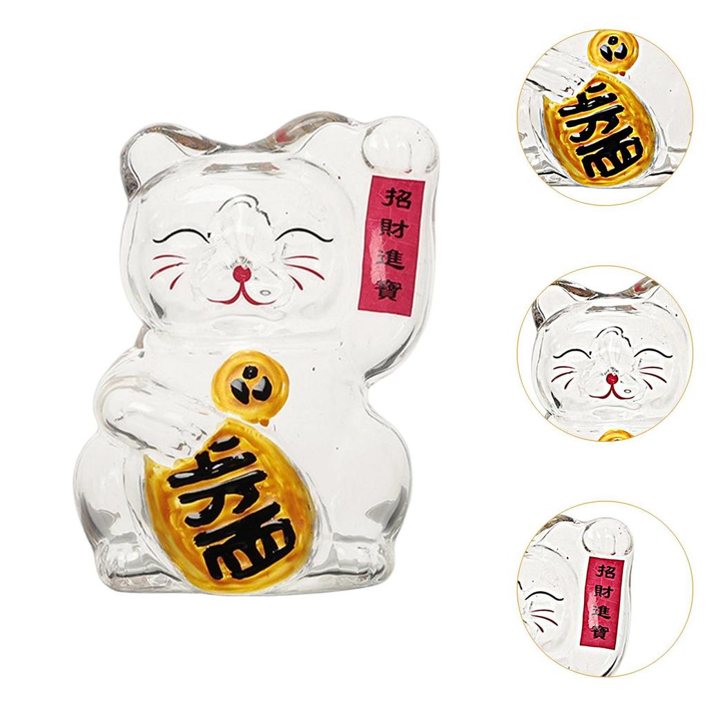 Lucky Cat Piggy Bank Gifts Figurine Festival Gift Clear Animal Money Bank Glass for Kids