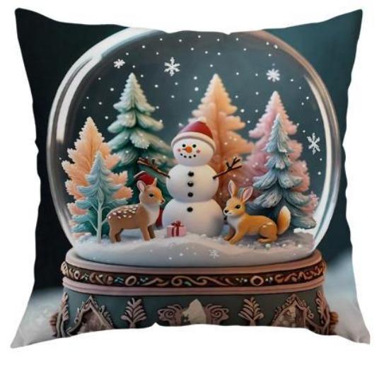 New Christmas Gift Pillow Cover Polyester Printed Holiday Decoration Living Room Sofa Cushion Cover Bedroom Pillow
