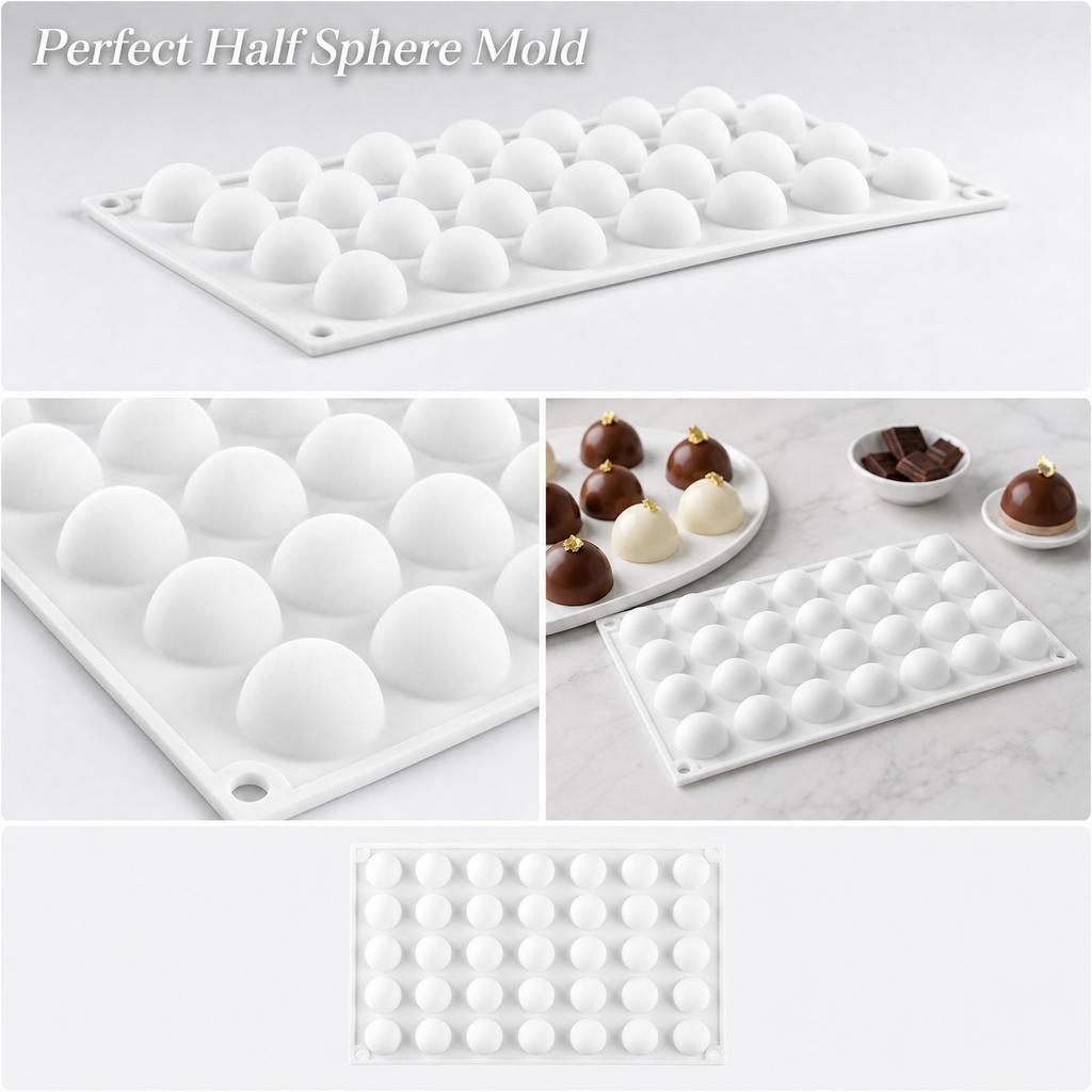 Silikon-Halbkugelform zum Backen und für die Schokoladenherstellung Lebensmittelqualität Flexibel Antihaftbeschichtet 42 Mulden Halbkreisform Kuchenformen für Desserts