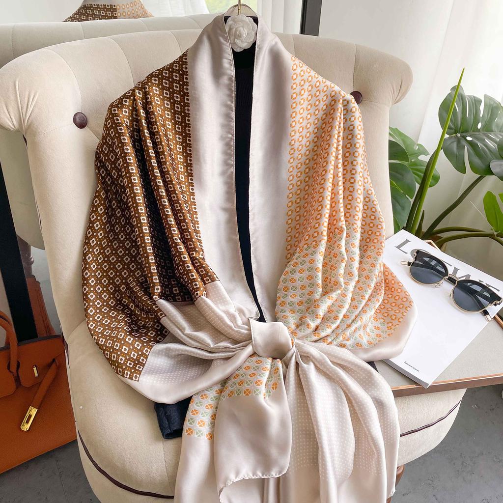 Luxury Design 180X90Cm Shawls  Beach Women Square Scarves Popular The Four Seasons Bandanna Sunscreen  Style Silk Scarf