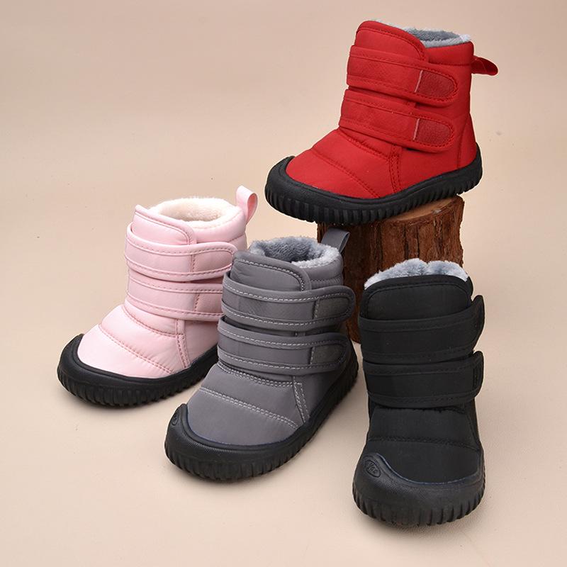 Kinder Winter Schneestiefel im koreanischen Stil - Weiche Sohle, Samtgefüttert, Klettverschluss, Warm und vielseitig für Jungen und Mädchen