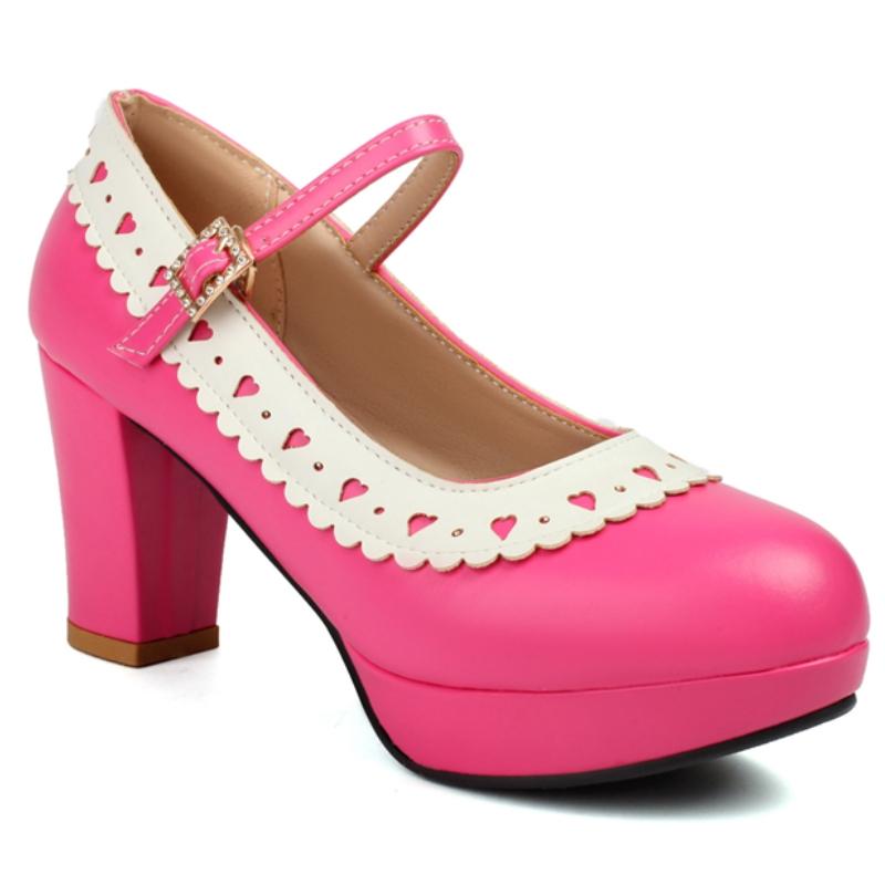 

Модные элегантные туфли на высоком каблуке, туфли-лодочки «Лолита», туфли «Мэри Джейн», синие, розовые, черные, женские туфли на каблуке для вечеринок, офиса, свадьбы, большого размера 45 39