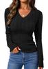 2026 Spring/Autumn Women's V-Neck Cable Knit Sweater - Loose European & American Street Style, Solid Color, Spicy Girl Knitwear