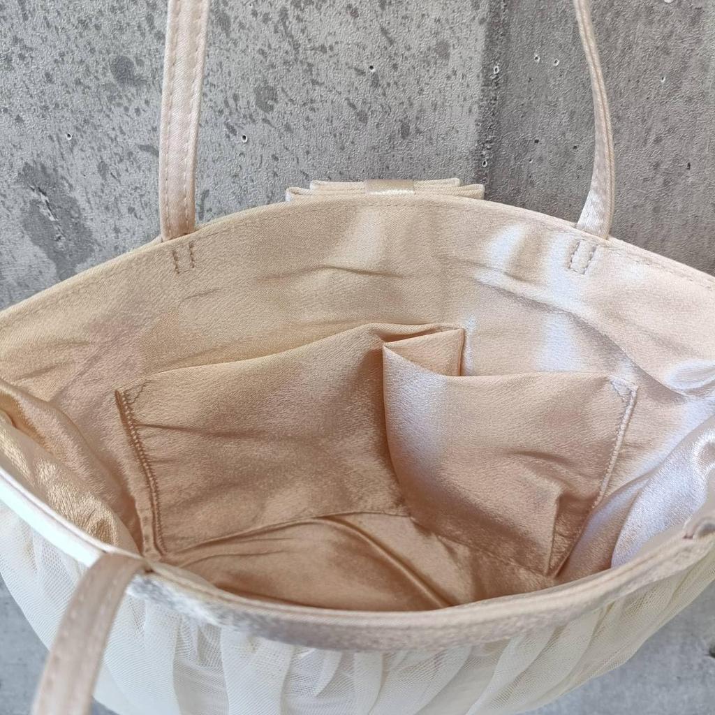 Mauve Women's Formal Tote Bag, Vertical Tulle with Ribbon, Perfect for Weddings, Parties, Entrance Ceremonies, Graduations, and School Events.