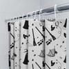 Halloween-Themed Shower Curtain With Witch Hat Broomsticks, Perfect For Spooky Bathroom Decor! Easy Installation, Washable Fabri