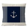 Home Decorative Navigation Blue Compass Anchor Pillow Cover Nautical Shell Fish Linen Pillow Case Mediterranean Cushion Cover