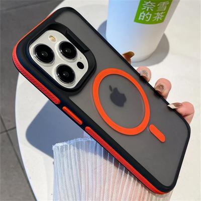 Luxury Frame Colorful Matte Translucent Magnetic For Magsafe Case For iPhone 14 11 12 13 15 Pro Max Plus Wireless Charging Cover