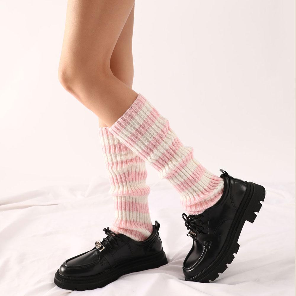 Gothic Damen Gestreifte Beinwärmer Lolita Lange Socken Gestrickte Leggings Japanische Süßigkeiten Wintersocken Kawaii Arm Knöchelwärmer Y2k