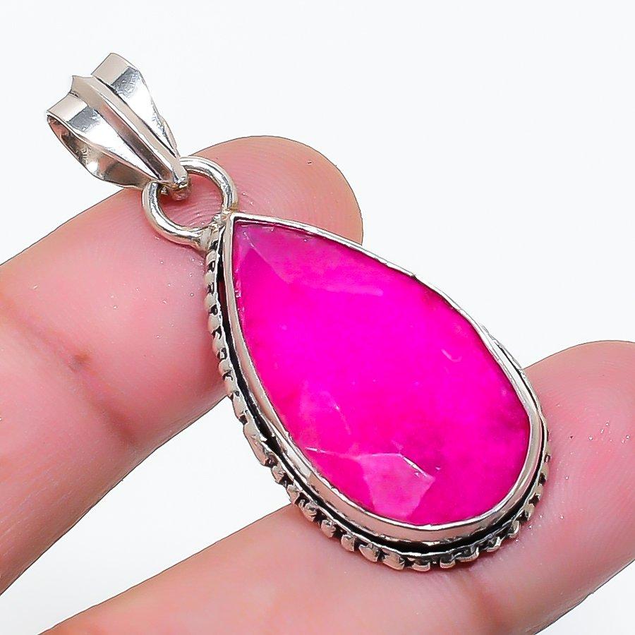 Natural Ruby(Simulated) Gemstone 925 Sterling Silver Jewelry Pendant 1.62  AP-15049