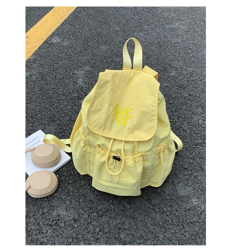 

Lucky Solid Color Backpack Simple Waterproof Premium Women Single Shoulder Bag Large Capacity Travel Lightweight Nyl Bag жовтий