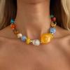Salircon 2026 New Bohemia Colorful Irregular Acrylic Resin Beads Choker Necklace Women Boho Style Geometric Y2K Charm Jewelry