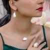 A Set of Irregular Geometric Pearl Necklace Earrings Ring Set, Popular Elegant and High-end Gift Set