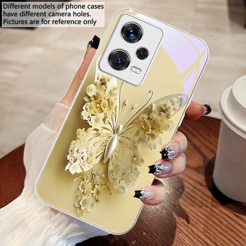 Green Flower Butterfly For Xiaomi Poco M4 X7 F7 Ultra x7pro F7 F6 X6 Pro F5 F4 X5 X3 F3 X2 F4 GT M3 X4 GT Tempered Phone Case