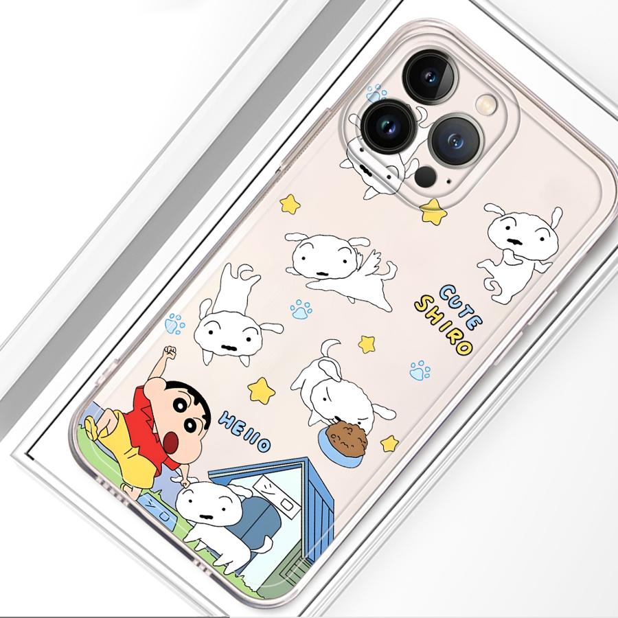 Case for iPhone 17 Pro Max 11 13 Pro 15 16 Air XS Max XR 14 Plus 7 8 12 Mini Soft Phone Cover Crayon Shin Chan Little White