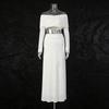 Minimalist Sexy Pure Color Dress Set Shoulder Waist Long-sleeved Top + Pleated Skirt
