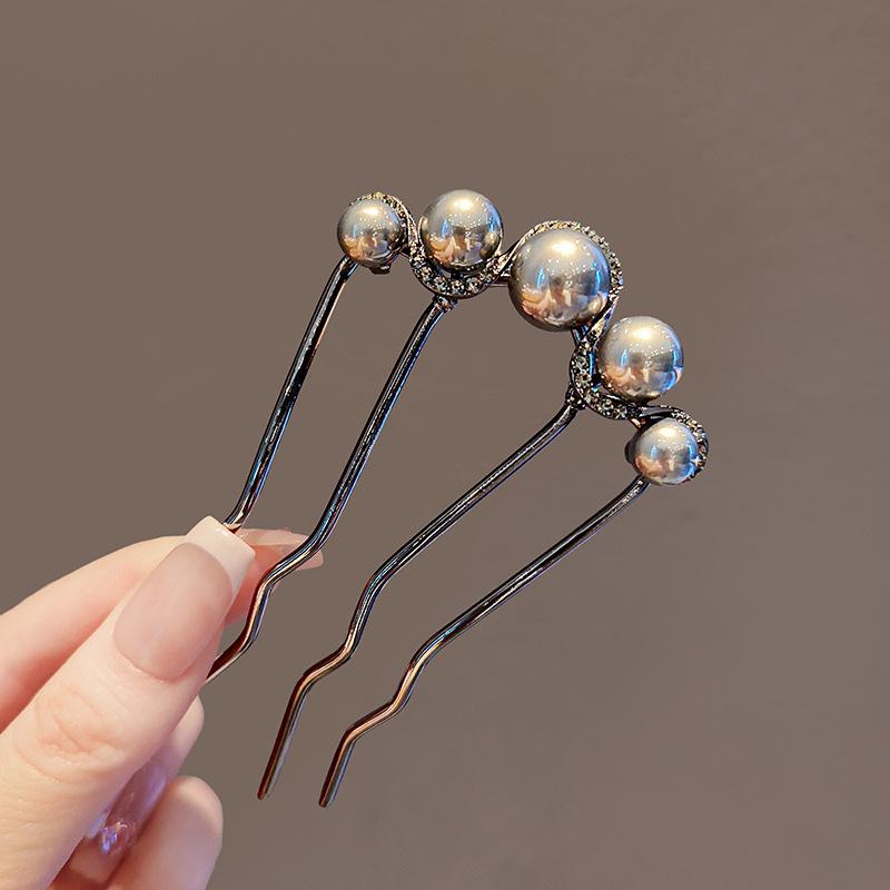 New Hairpin Female Disc Hair Artifact U-shaped Fixed Four Toothed Insert Comb Hairpin Ancient Style Flower Headpiece