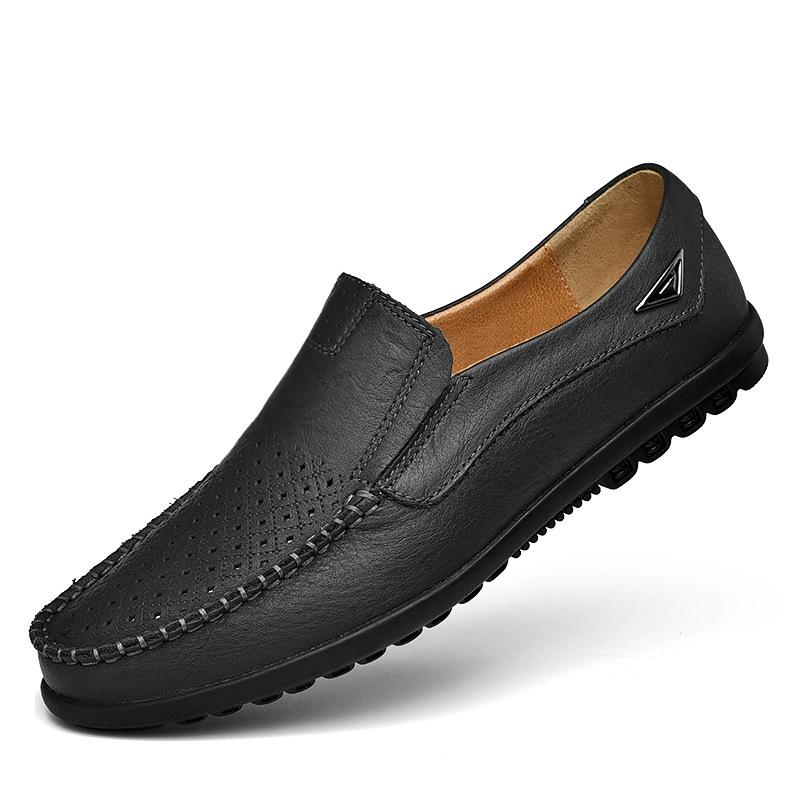Genuine Leather Men Casual Shoes Luxury Brand 2024 Mens Loafers Moccasins Breathable Slip On Black Driving Shoes Plus Size 37-47
