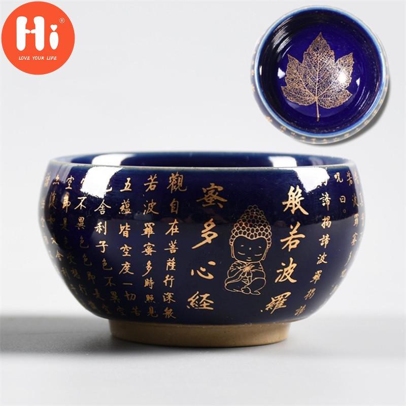 Hi Keramické srdce Sutra šálek na čaj Porcelain Leaf Master šálek na čaj Zen Buddha Kancelářský hrnek na vodu Domácí dekorace Nádobí na pití
