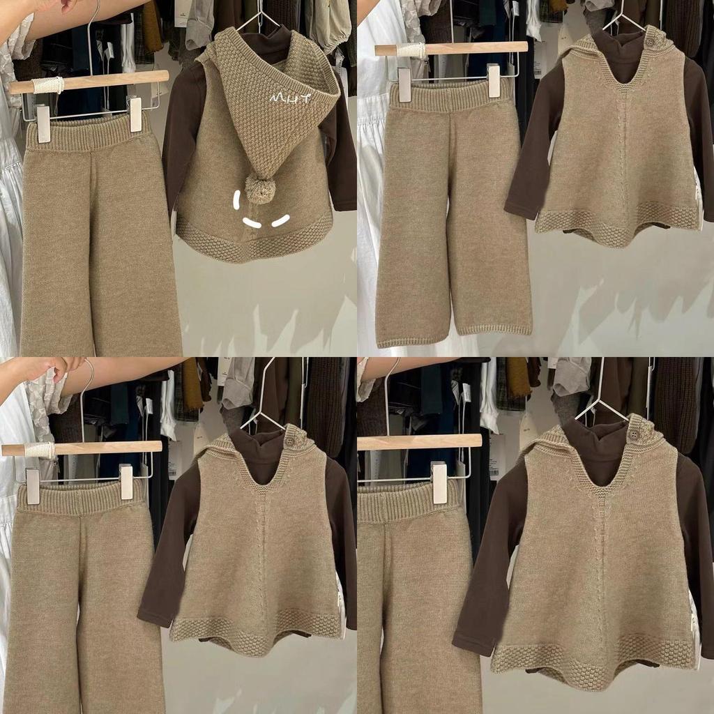 Entzückendes koreanisches Herbst-Winter-Outfit für Kinder mit gemütlichem Kapuzensweater und langer Hose für Mädchen im Alter von 3 bis 8 Jahren
