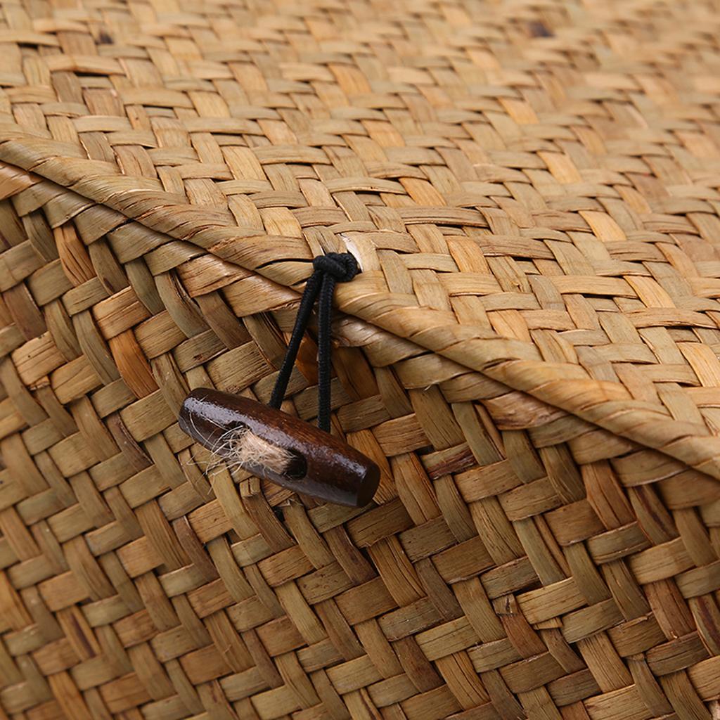 Wicker Basket with Lid, Seagrass Woven Basket for Storage, Decorative Storage Baskets Bins for Organizing Home