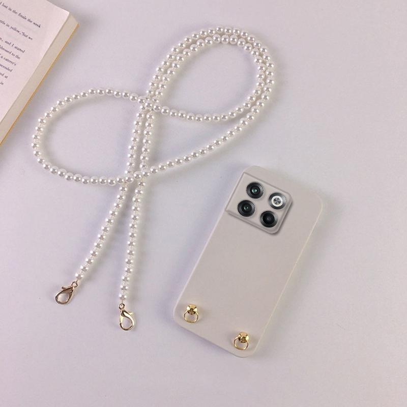 Pearl Chain Crossbody Lanyard Case For Oneplus ACE 2 Pro Bracelet Necklace Protective Camera Lens Cases For Oneplus ACE Soft Silicone Phone Back Cover