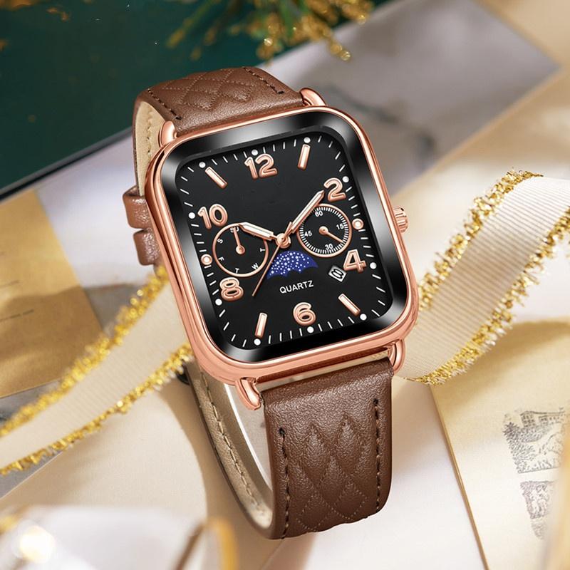 Women Strap Quartz Watches Leather Wristwatch With Date Watch