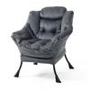 Lazy Chair, Relaxing Chair with Metal Frame and a Side Pocket, Simple Style Comfy Chairs for Bedrooms Living Room Balcon