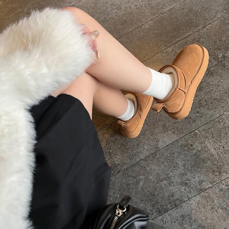 Zhou Dongyu Has the Same Wool Warm Thick-soled Snow Boots for Women's Autumn and Winter 2025 New Short Cotton Shoes and Velvet Short Boots