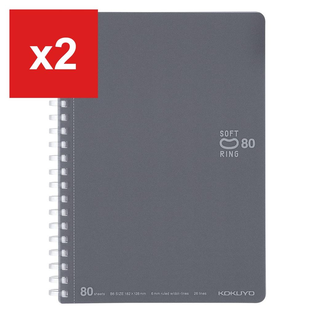 Notebook Soft Ring 80-Sheet B6 Dot-Grid Ruled Gray -SV348BT-DM