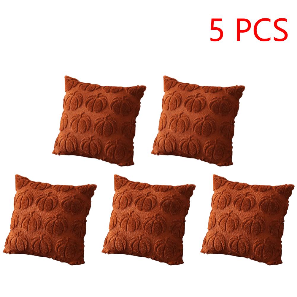1-10Pcs 45x45CM Pumpkin Fall Decorative Throw Pillow Covers Soft Autumn Plush Accent Couch Cushion Cases for Halloween Decor