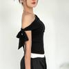 European and American Y2K Summer Sexy Single Shoulder Ribbon Top for Women