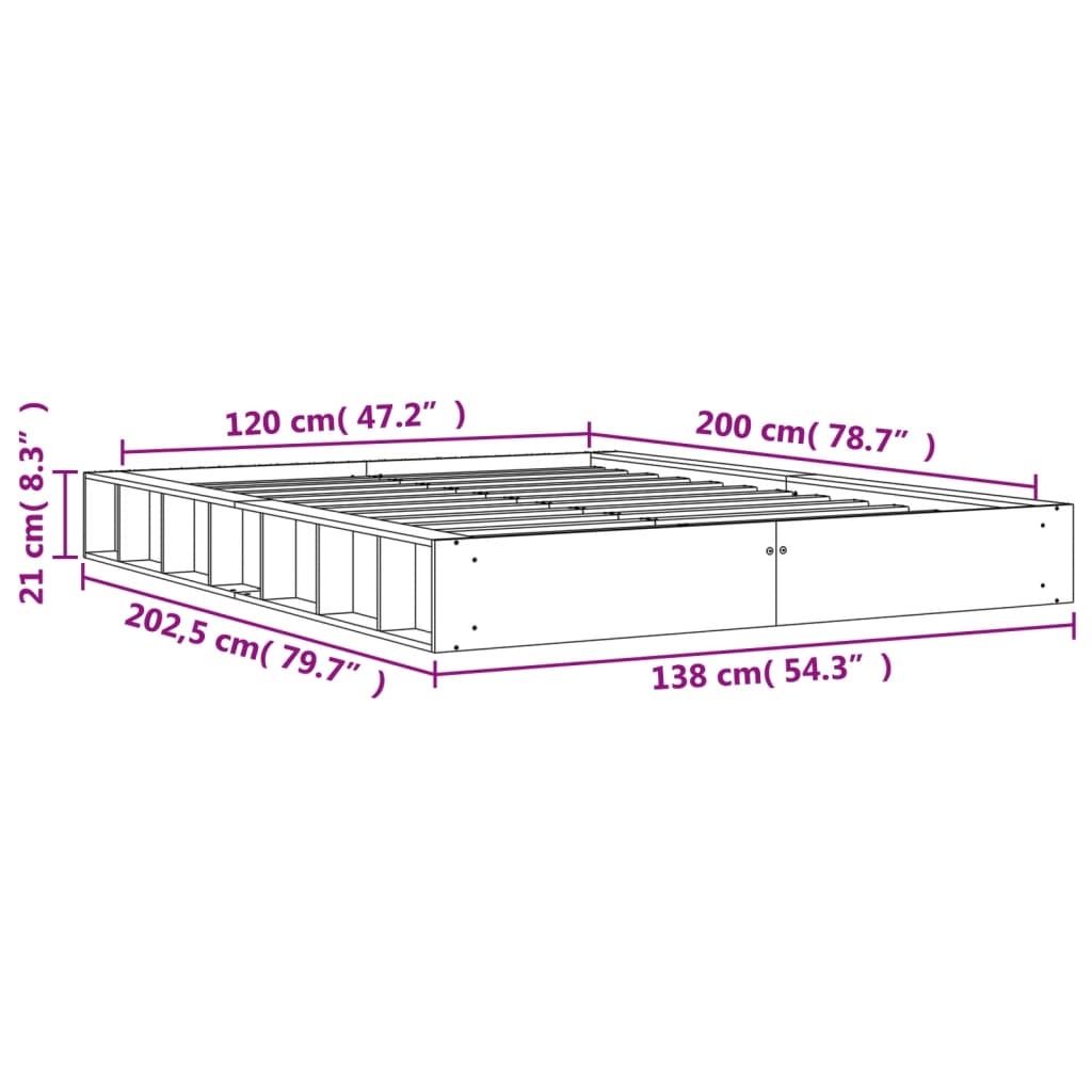Solid Wood Bed without Mattress Wax Brown 120 x 200 cm Pine Wood