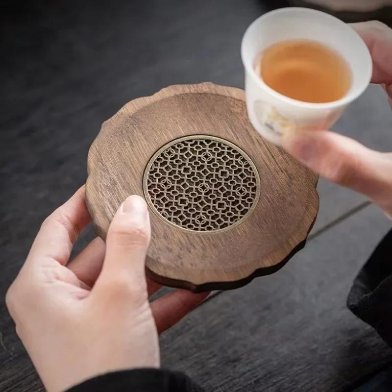 Heavy Bamboo Alloy Coasters Waterproof Insulated Mats High Temperature Resistant Coaster Kung Fu Tea Ceremony Accessories