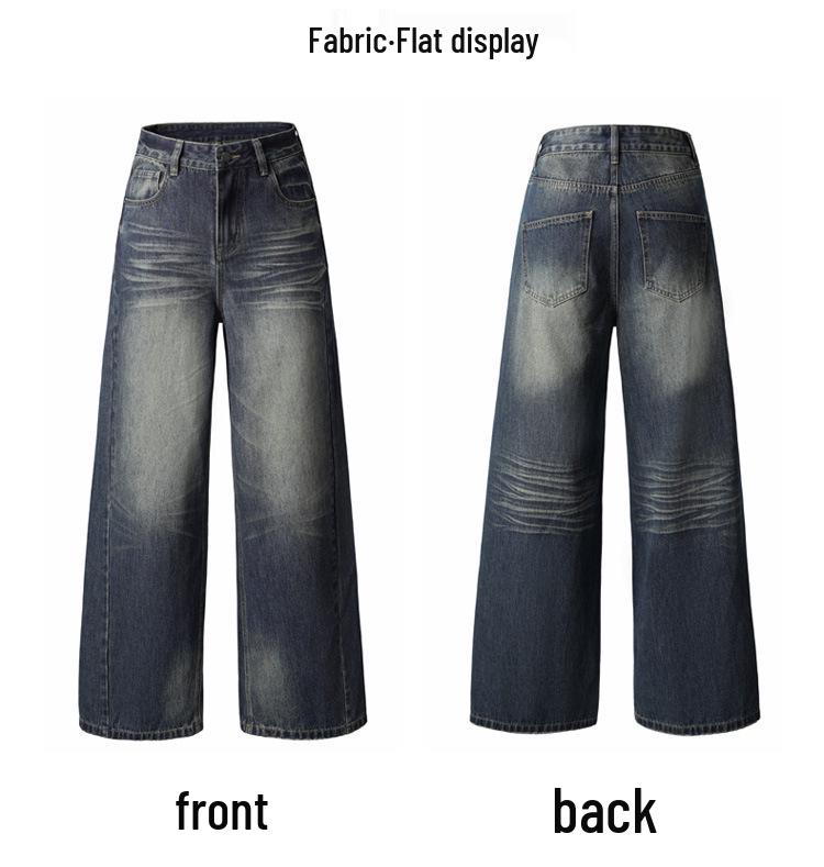 Dámské retro modré džíny s vysokým pasem a širokými nohavicemi - Všestranné, volný střih, podzimní móda.