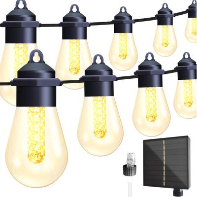 Solar Panel LED Outdoor String Lights 49ft 20 Bulbs Globe String Lights Waterproof Patio Lights for