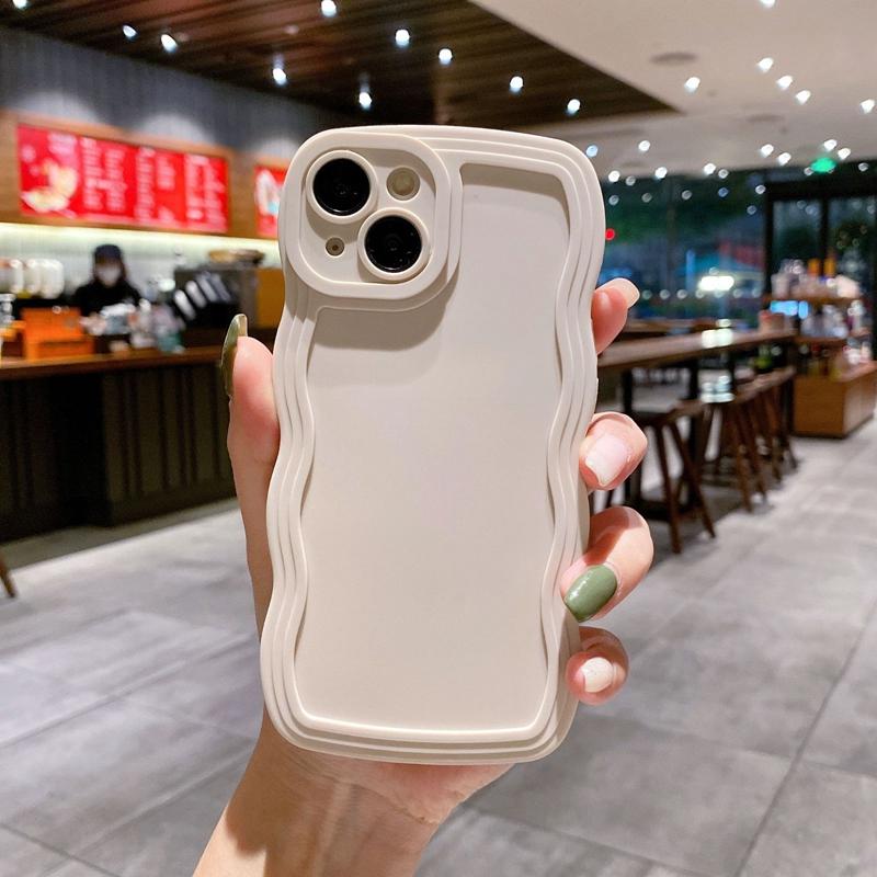 Luxusní matný nárazuvzdorný silikonový kryt s vlnitými liniemi pro iPhone 15 14 13 12 11 Pro Max X Xs XR Max 7 8 Plus matný nárazuvzdorný měkký silikonový kryt s motivem cukrovinek