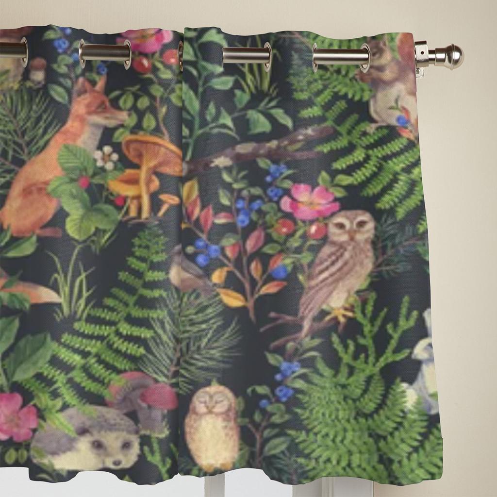 Perdele de Fereastră Acuarelă cu Animale și Plante din Pădure pentru Living Bucătărie Perdele Moderne Decor Acasă Jaluzele Draperii
