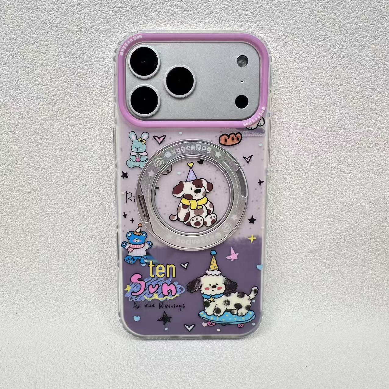 

Trendy Brand 360° Rotating Stand for iP17promax - Cute Cartoon Puppy Design iPhone 17 Pro Max