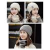 Women Knitted Beanie+Scarf Sets Thicken Velvet Lining Pullover Cap Unisex Winter Warm Plush Bonnet Neck Protection Scarves Hat