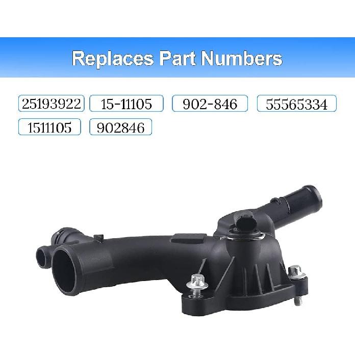 Engine Coolant Thermostat Housing Water Outlet With Sensor Compatible With Chevy Cruze, Sonic, Trax And Buick Encore 1.4L Replaces 25193922,