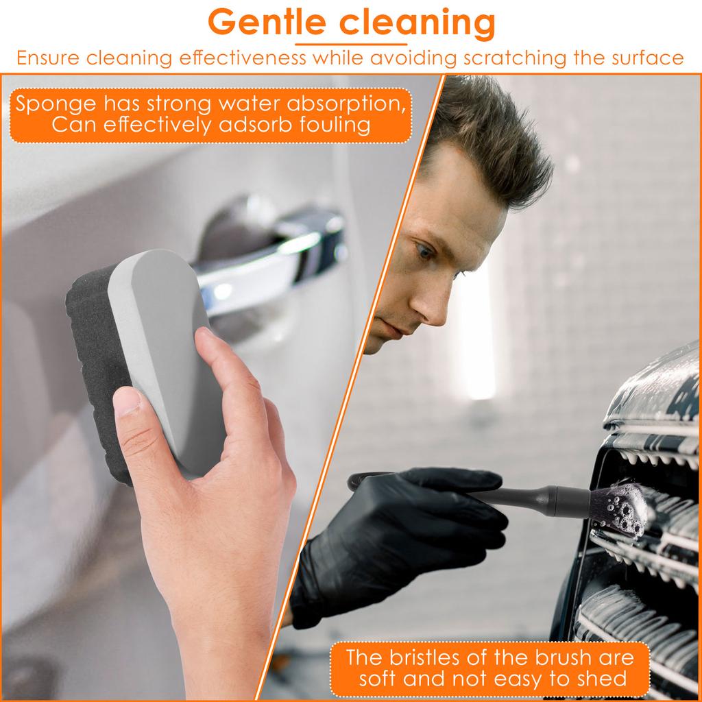 7Pcs Car Wheel Cleaning Kit Multiple Clean Tool with Storage Bag Soft Rim Brush Microfibre Flat Wheel Brush Sponge Detail Wiping