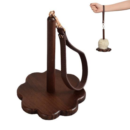Yousheng Tragbarer Handgelenk-Garnhalter aus Holz mit Schlüsselband Häkelgarnknäuelhalter Spinner Organizer Spender Strick-Häkel-Zubehör