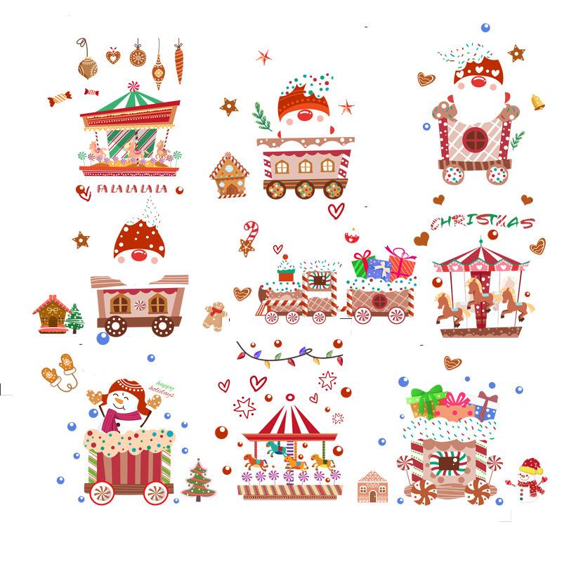 Nain de Noël Décoration Autocollant Électrostatique pour Vitre Bonhomme de Neige Autocollants d'Ambiance