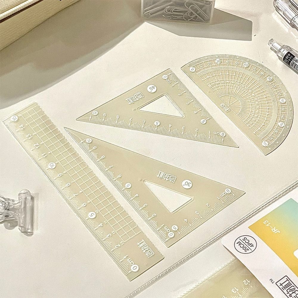 4PCS/Set 15/20CM Straight Ruler Thickened Set Square High Quality Measuring Ruler  School Office