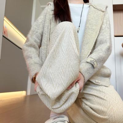 Wide-leg Pants Women's Autumn New Straight Drape Casual Loose Small Lazy Striped Pants