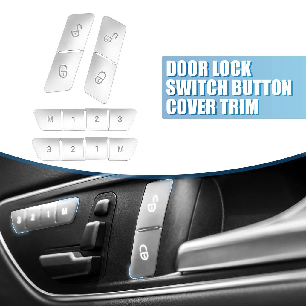 ACROPIX Car Seat Button Sticker Unlock Memory Door Lock Switch Button Trim Cover Adjustment