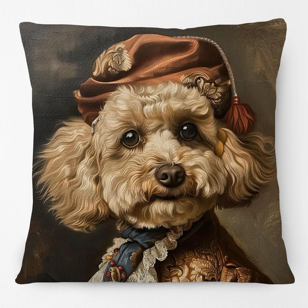 European Vintage Retro Royal Dogs Cats Pets Doodle Print Decorative Sofa Throw Pillow Case Cushion Cover